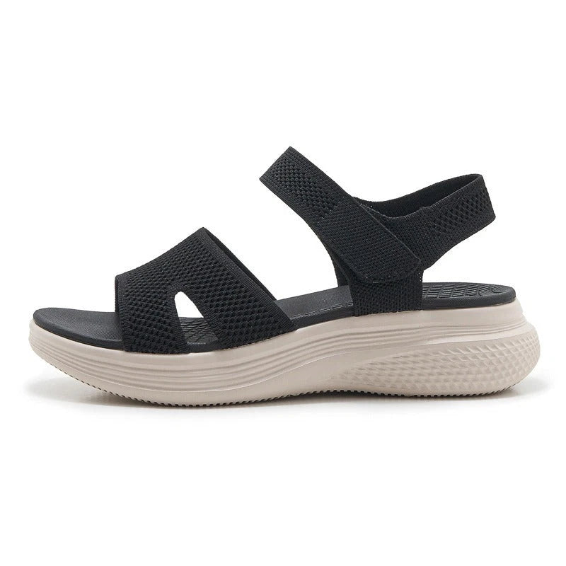 Sequin Knit Wedge Sandals – Stretch Comfort