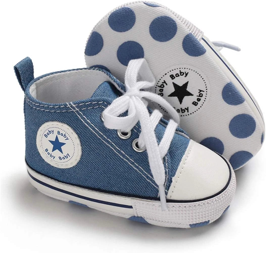 Infant Unisex High Top Canvas Sneakers – Soft Non-Slip Sole