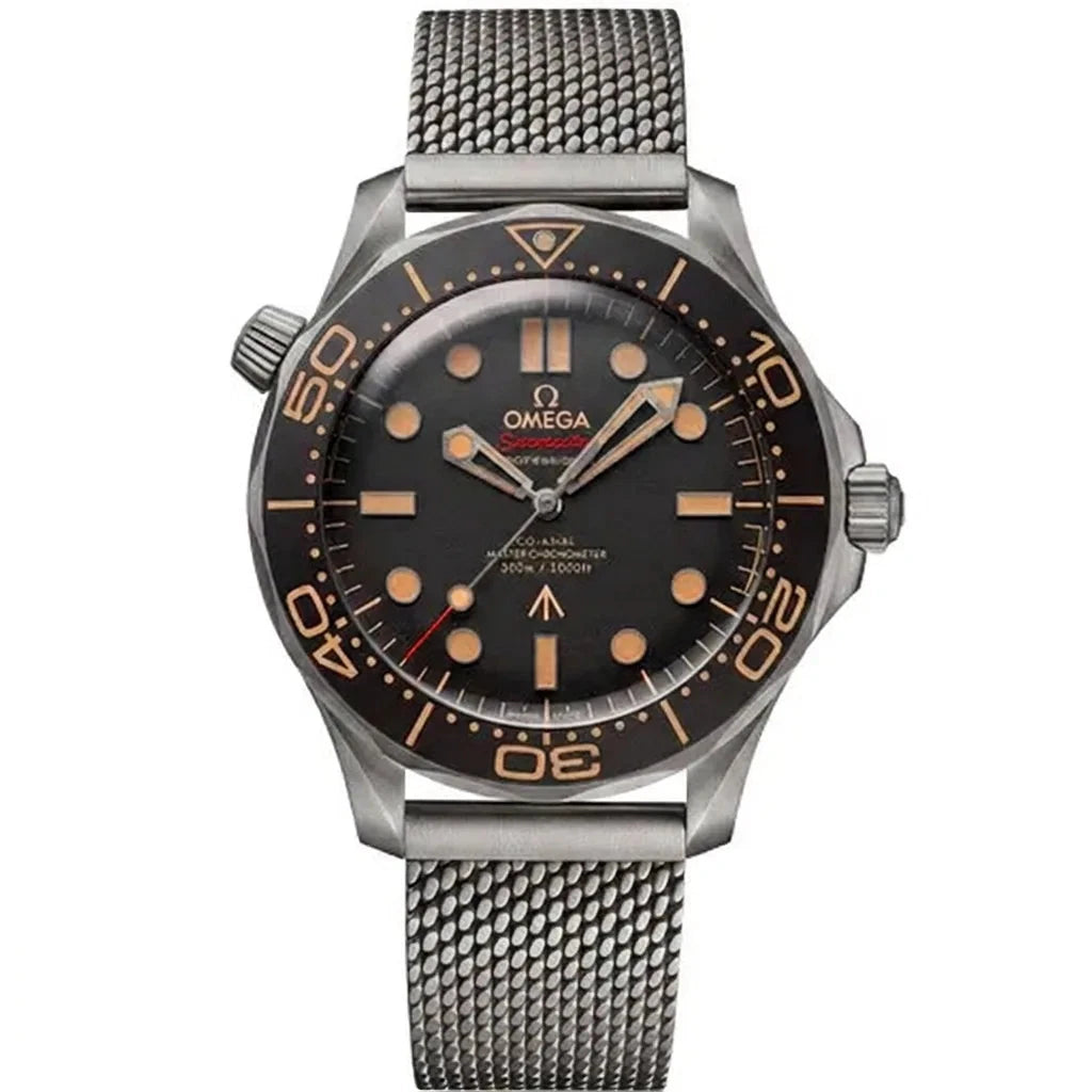 Military Diver Watch 42mm – Automatic Brown Dial Mesh Bracelet