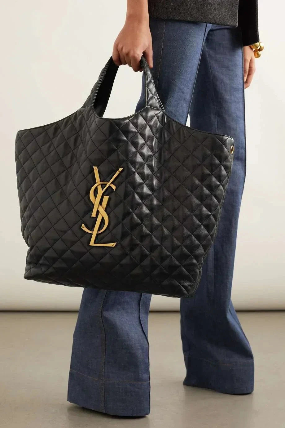 Extra Large Quilted Leather Tote – Embellished Carryall