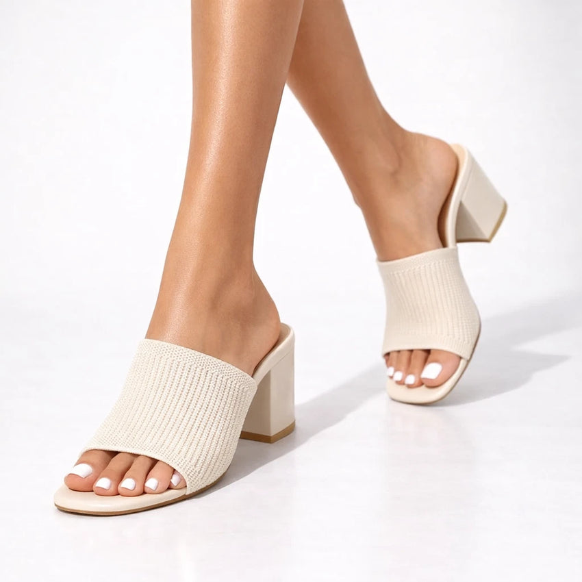 Helena Women's Block Heel Sandals – Stretchy Cotton Comfort