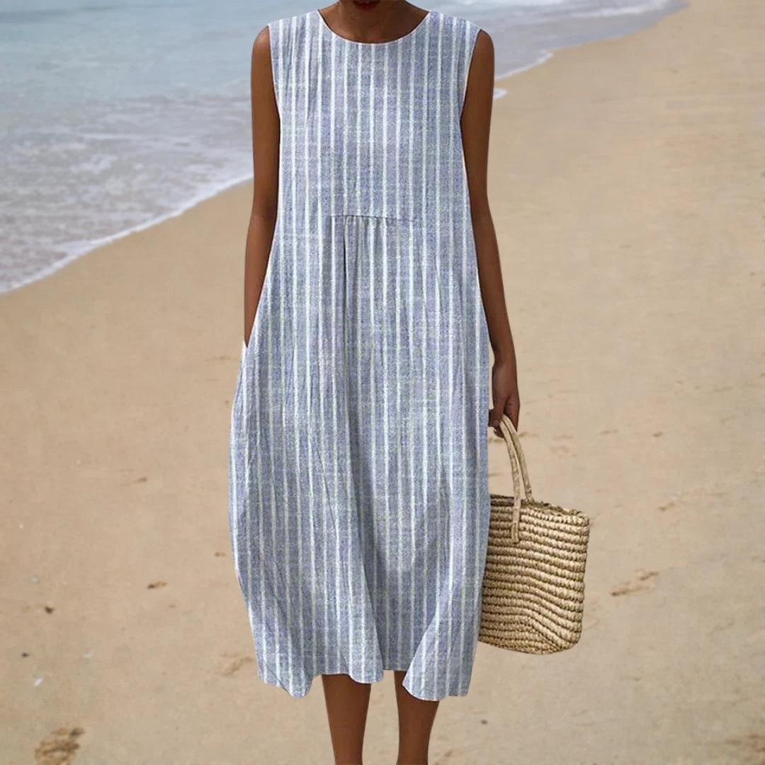 Anaïs Women's Striped Midi Dress – Sleeveless Lightweight Comfort