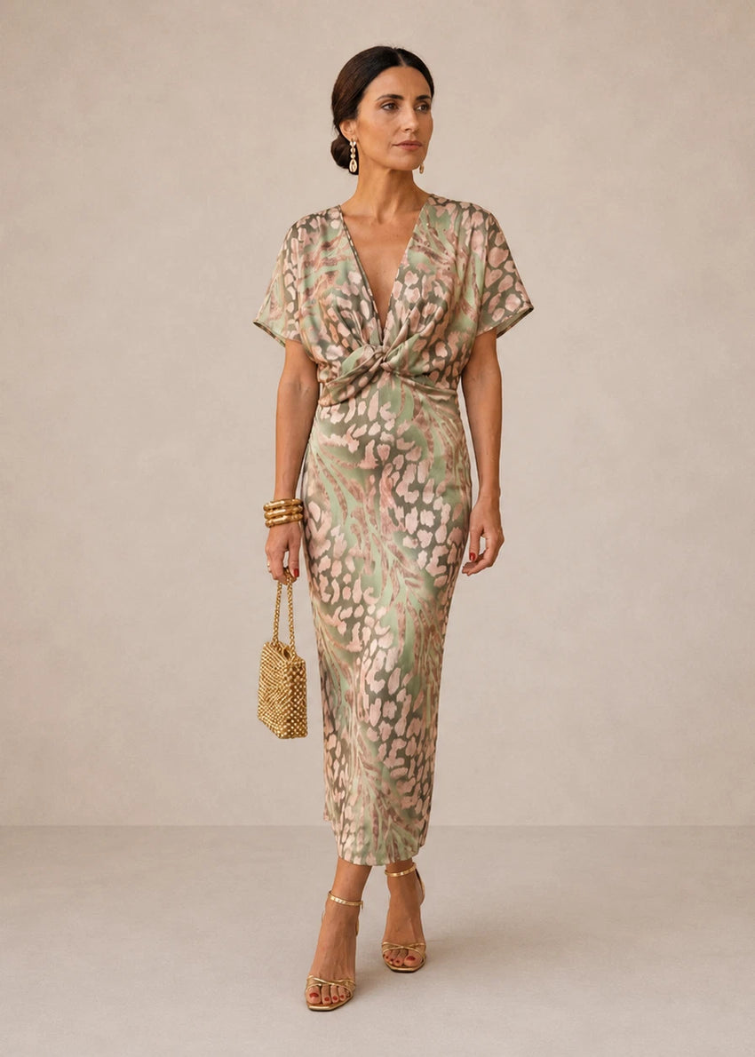 Copper Women's Midi Dress – Tie Waist Flattering Style