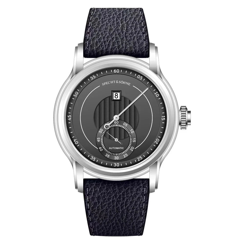 39 mm Automatic Watch – Sapphire Crystal Leather Strap