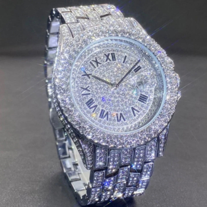 Calendar Men's Quartz Watch – Zircon Accent Fashion Style