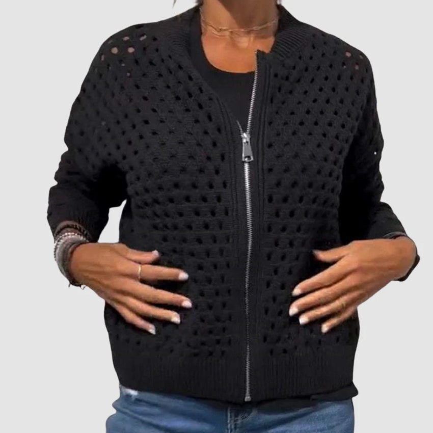 Constance Women's Knitted Cardigan – Lightweight Soft Layer — Black