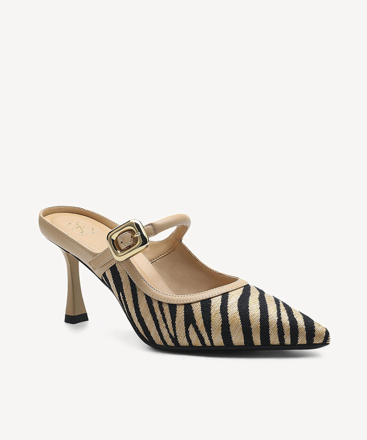 Pointed Toe Women's Heeled Mules – Stiletto Heel Style — Apricot Zebra