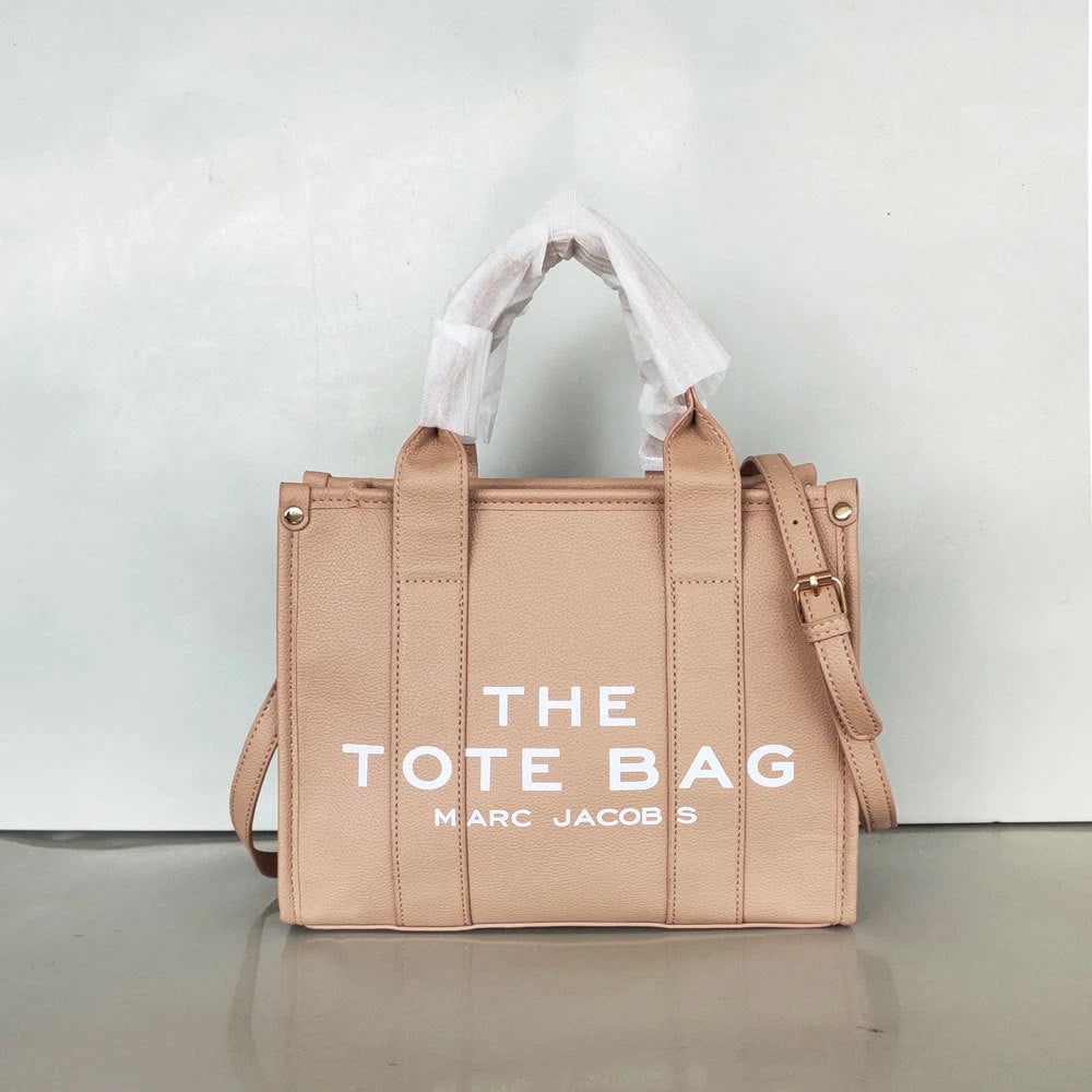 Women's Crossbody Tote Bag – Embossed Details, Compact Design — Three line characters - khaki