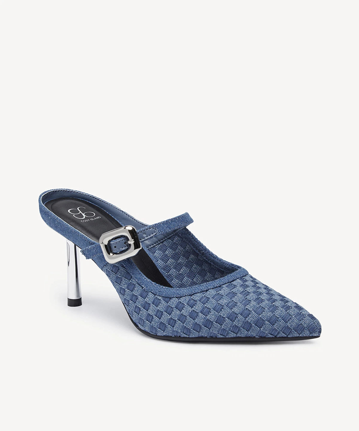 Pointed Toe Women's Heeled Mules – Stiletto Heel Style — Denim Blue