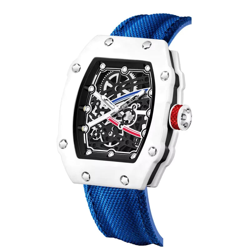 Overtake Watch – Bold Wrist Presence for Everyday Wear — White/blue