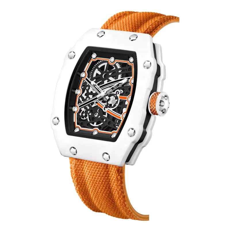 Overtake Watch – Bold Wrist Presence for Everyday Wear — White/orange