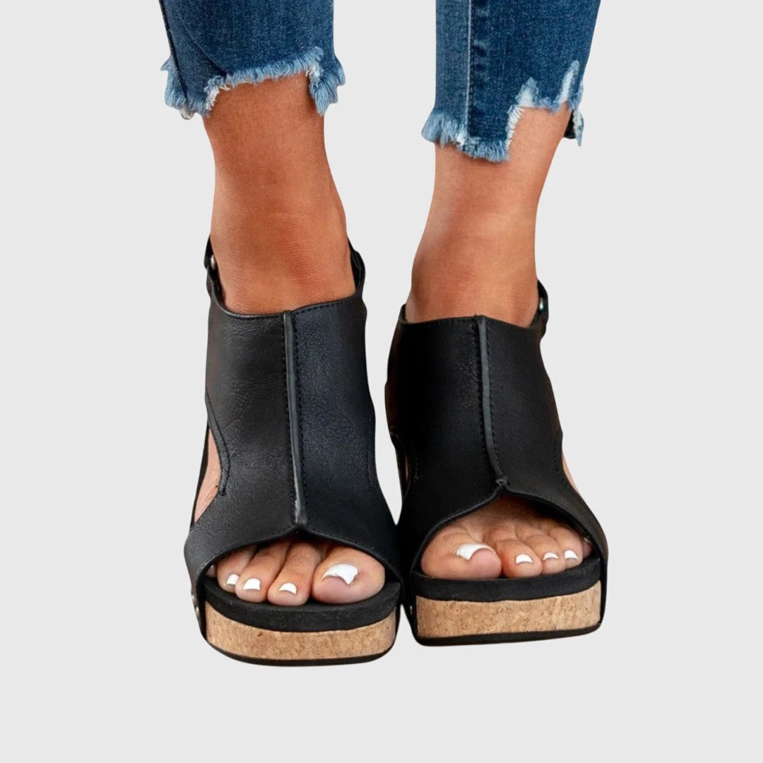 Adela Everyday Orthopedic Sandals – Cushioned Buckle Fit — Black