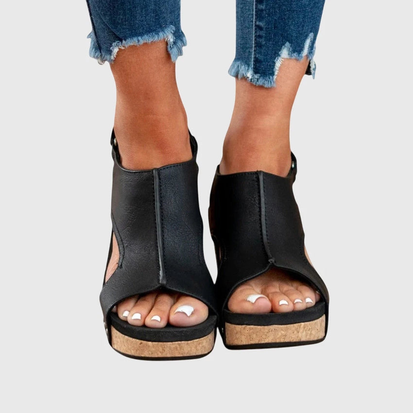 Adela Everyday Orthopedic Sandals – Cushioned Buckle Fit — Black