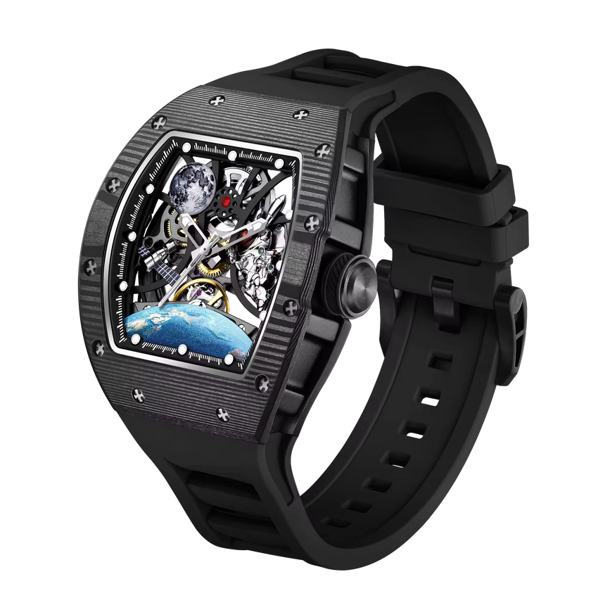 Skeleton Automatic Watch – Carbon Fiber Case Edition — all black (carbon fiber case)