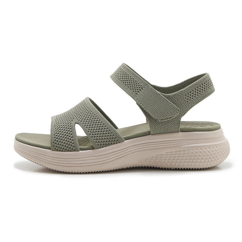 Sequin Knit Wedge Sandals – Stretch Comfort — Green