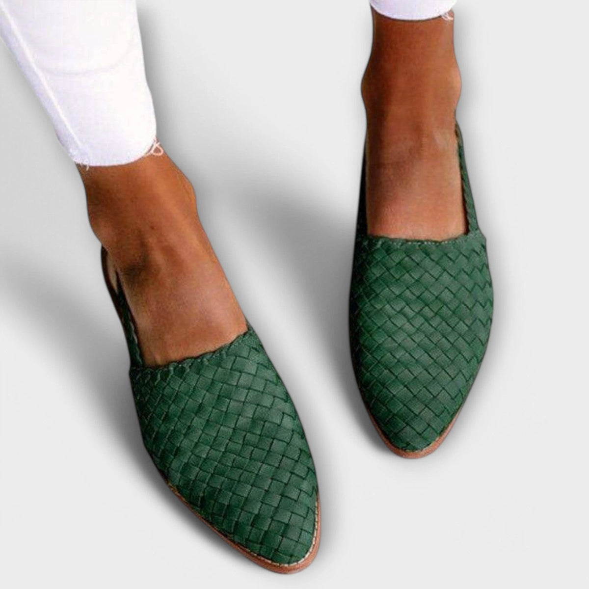 Aurora Women's Slingback Loafer – Woven Flat Comfort — Green