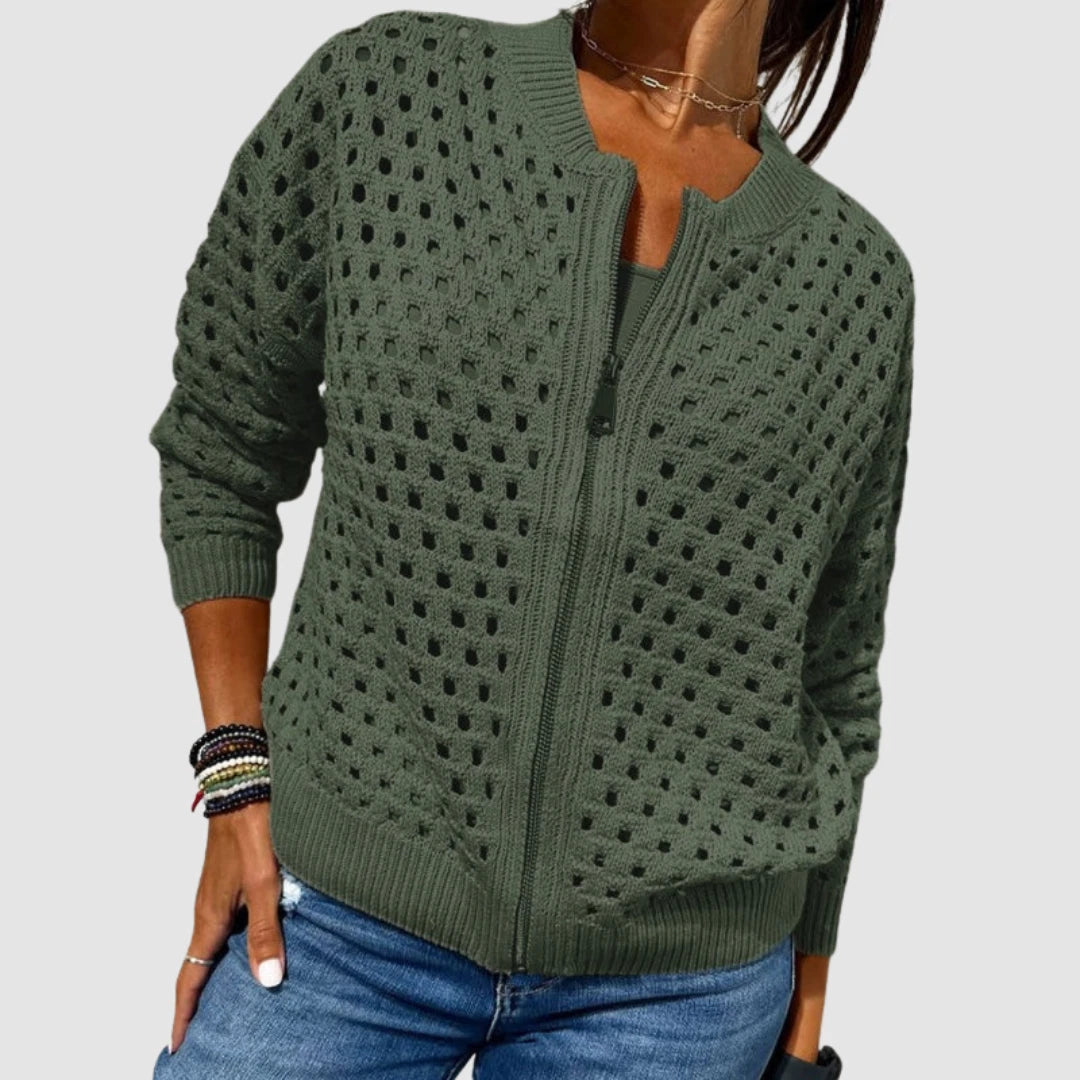 Constance Women's Knitted Cardigan – Lightweight Soft Layer — Green