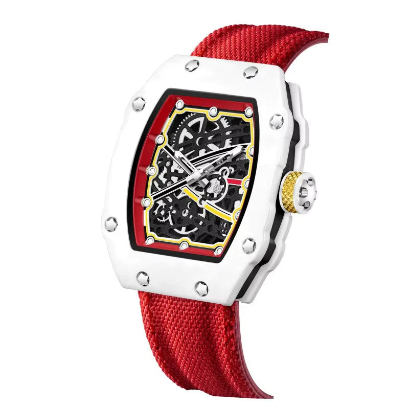 Overtake Watch – Bold Wrist Presence for Everyday Wear — White/red