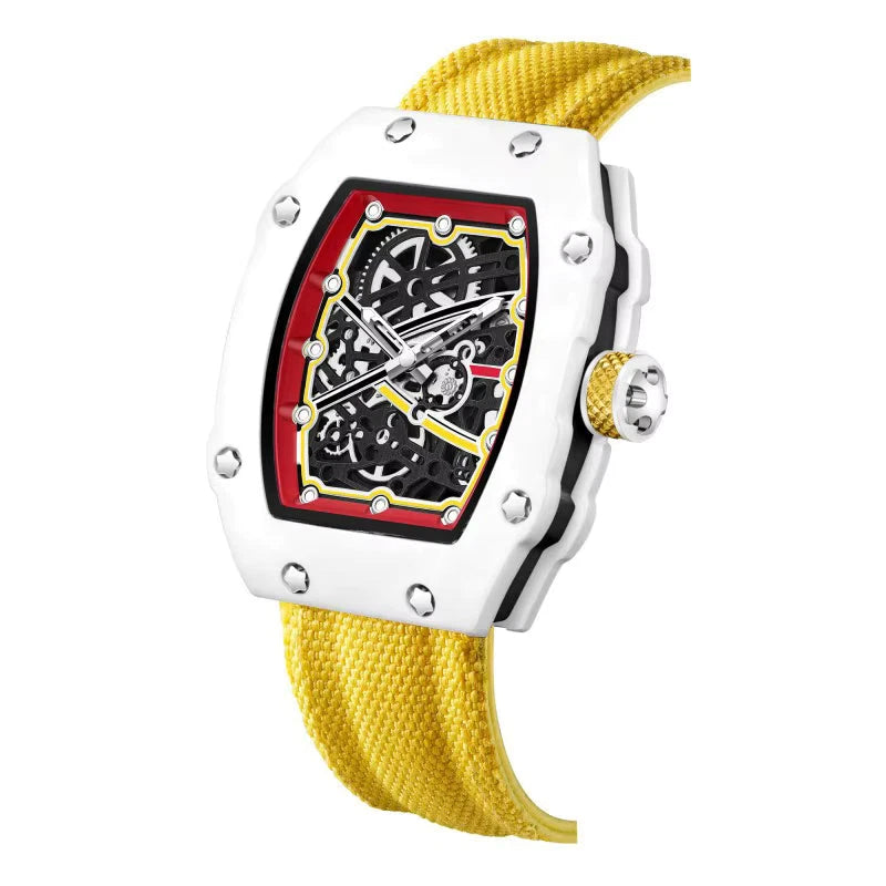 Overtake Watch – Bold Wrist Presence for Everyday Wear — White/yellow