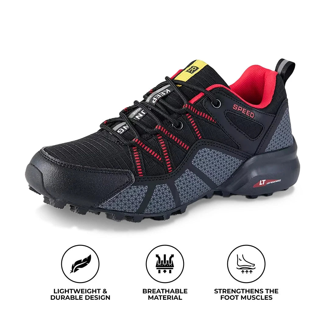 Everyday Walking Shoes – Wide Toe Box Natural Movement — Black Red