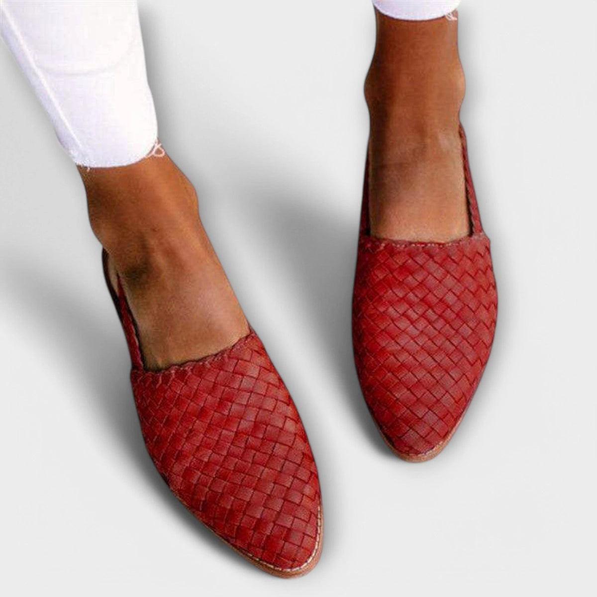 Aurora Women's Slingback Loafer – Woven Flat Comfort — Red