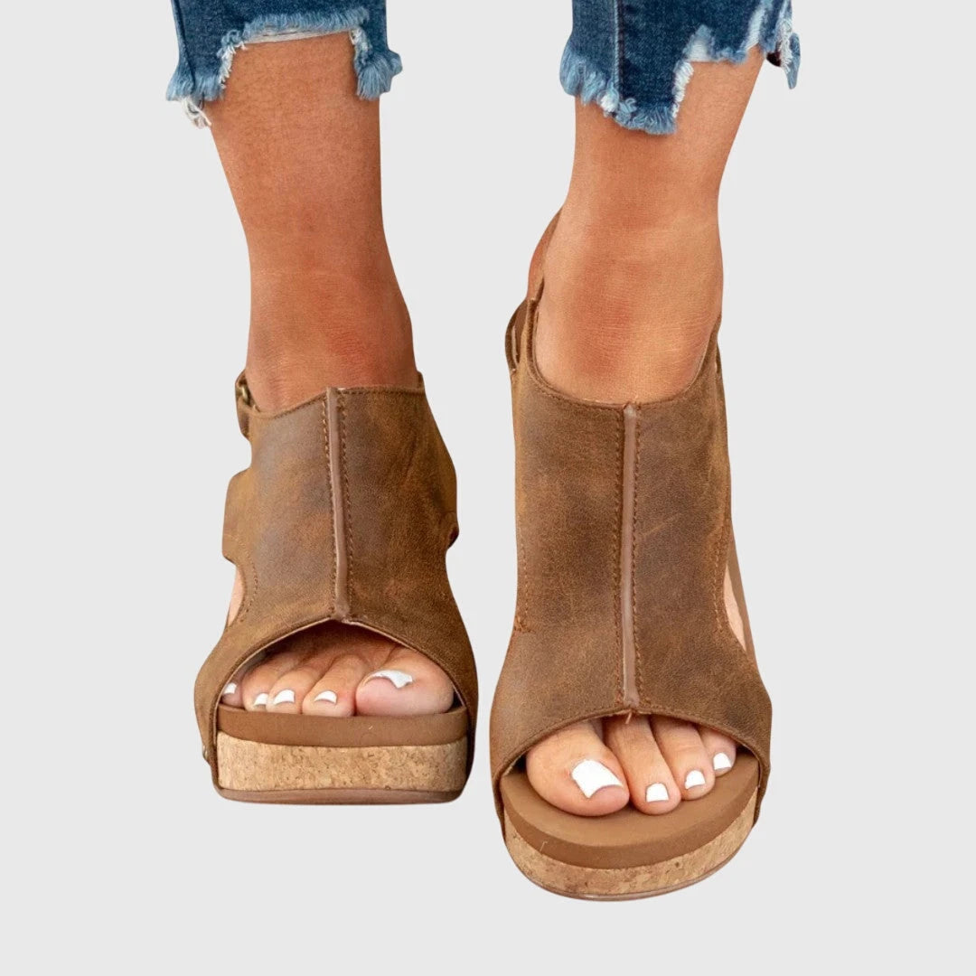 Adela Everyday Orthopedic Sandals – Cushioned Buckle Fit — Brown