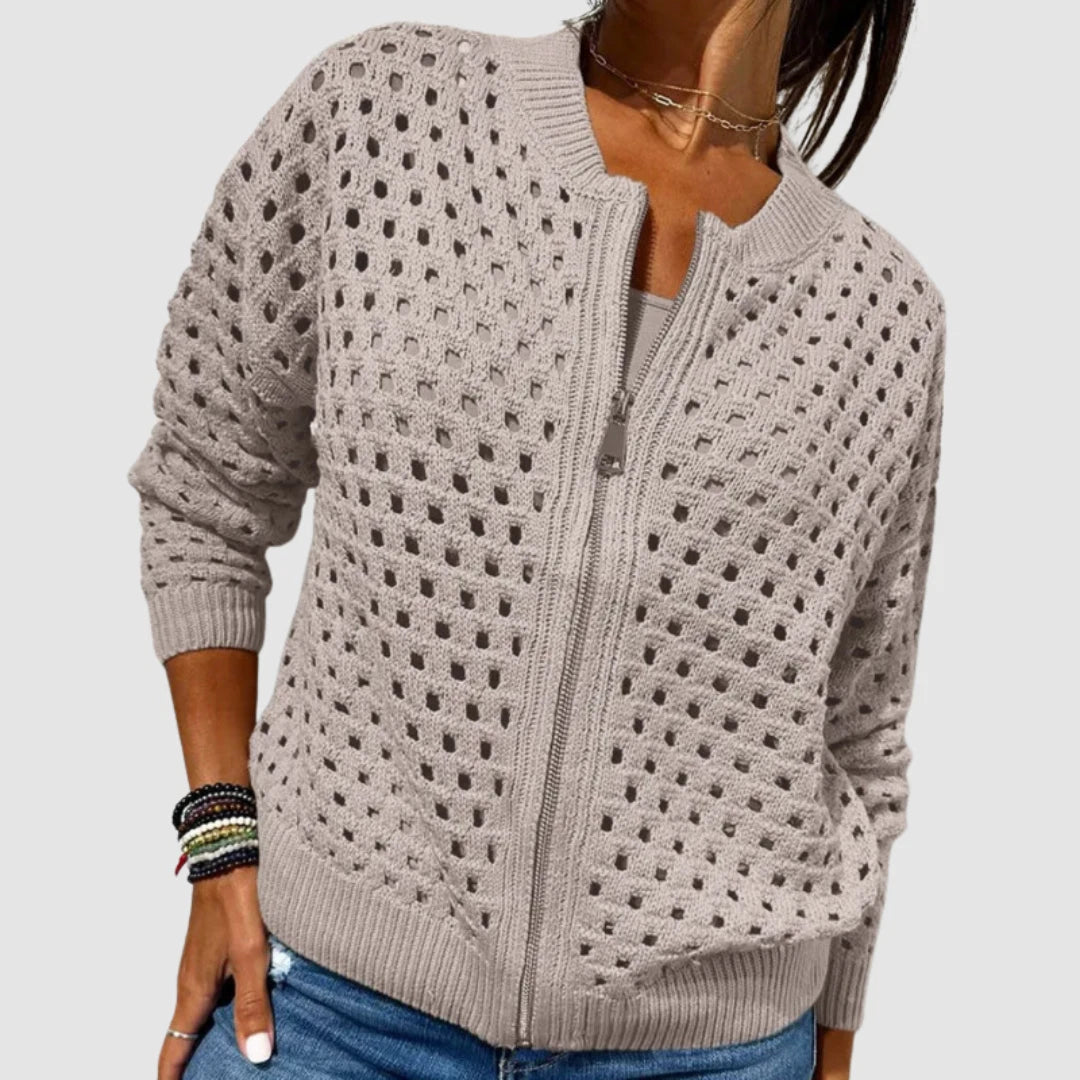 Constance Women's Knitted Cardigan – Lightweight Soft Layer — Khaki