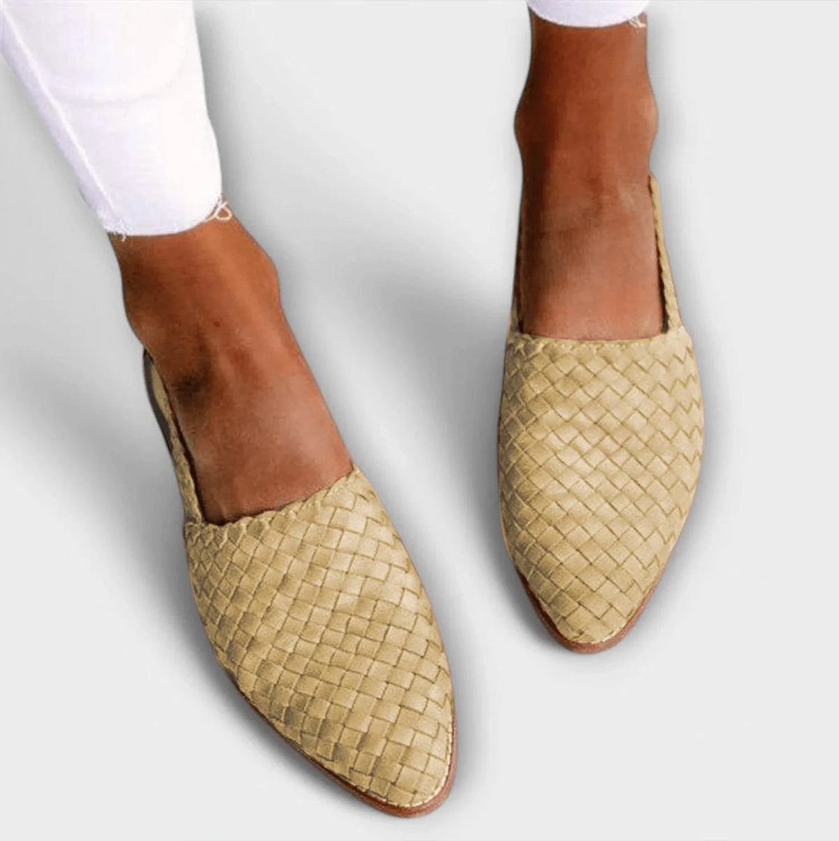 Aurora Women's Slingback Loafer – Woven Flat Comfort — Beige