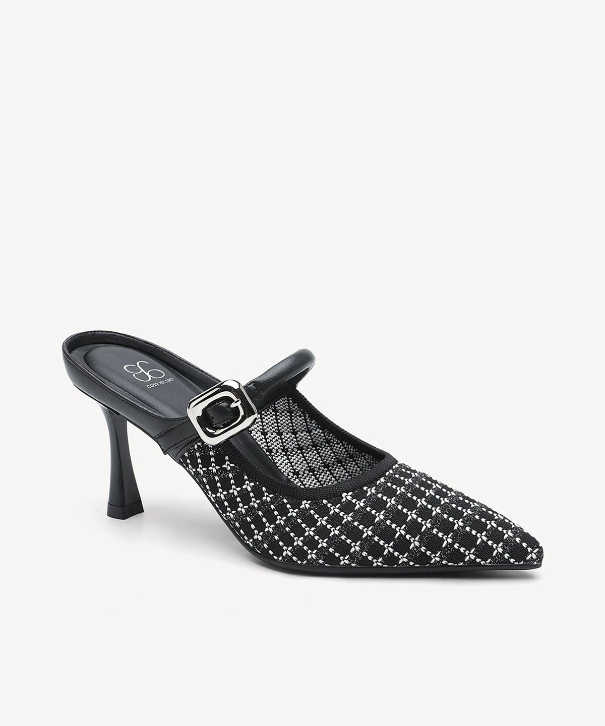 Pointed Toe Women's Heeled Mules – Stiletto Heel Style — Black/White