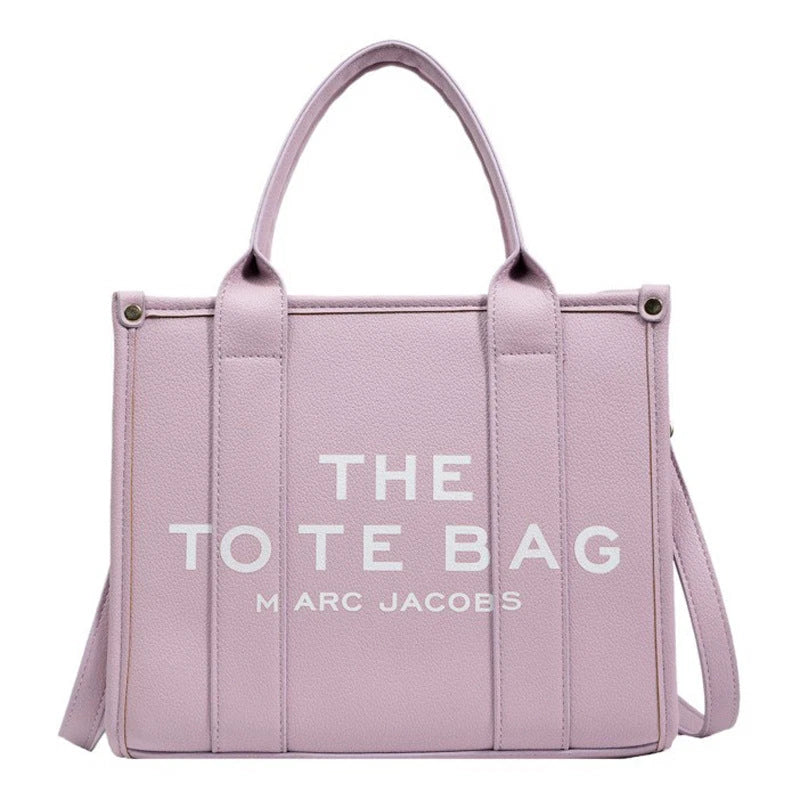 Women's Crossbody Tote Bag – Embossed Details, Compact Design — Three line characters - light purple